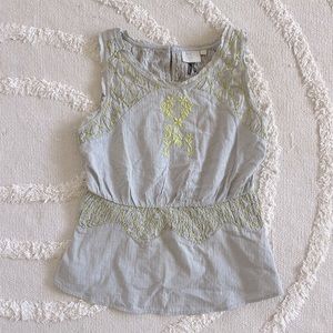 HD In Paris Tank in Soft Grey with Chartreuse Hand Embroidery Detail